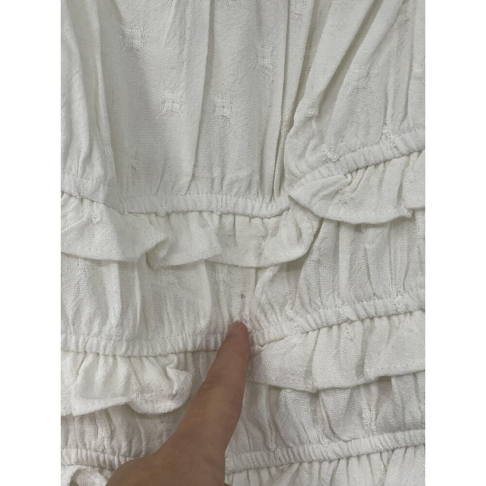 Sienna Sky Tank Top White Tiered Ruffle Eyelet Smocked Cropped Top Juniors XL - Picture 6 of 11